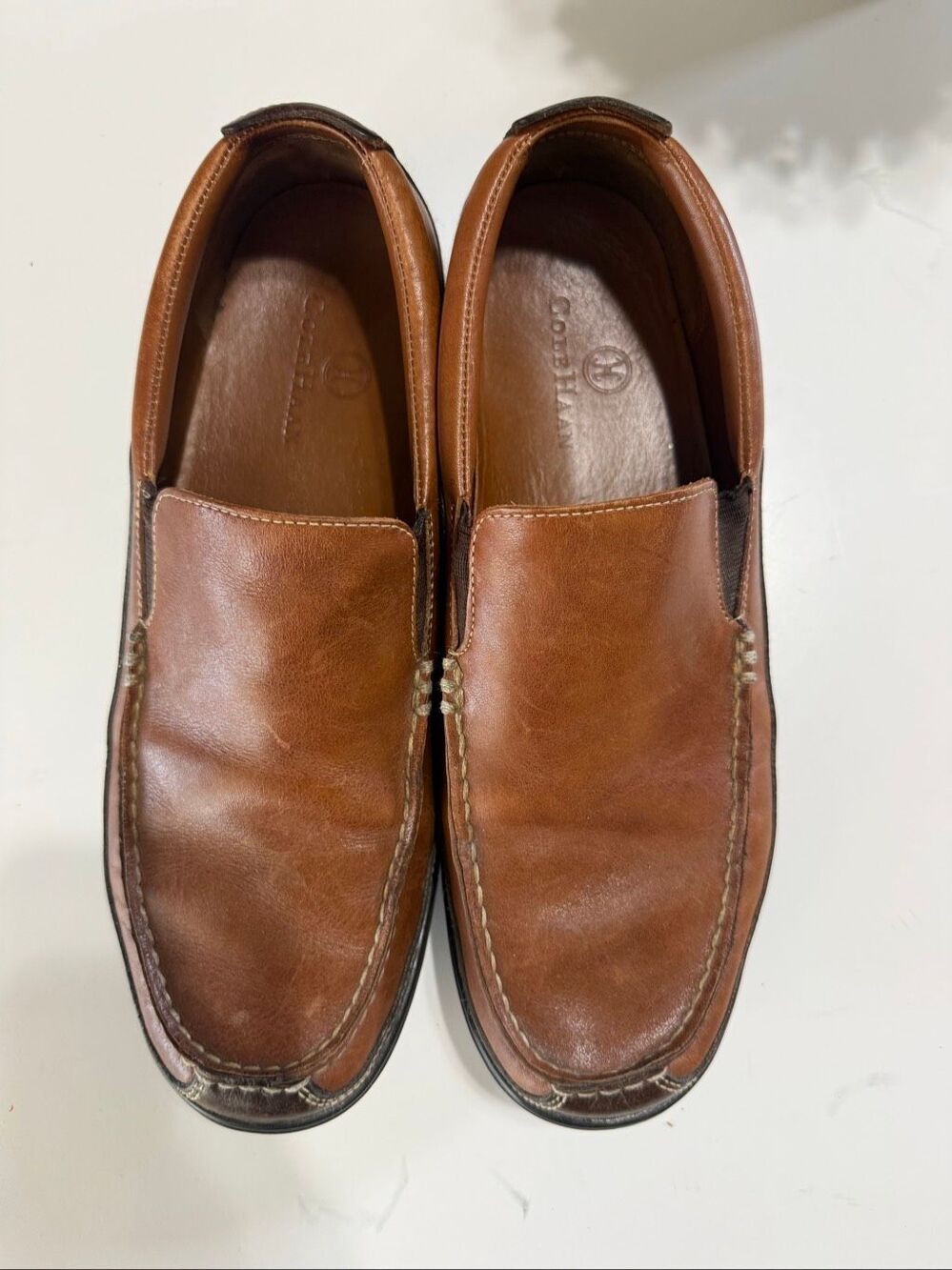 Cole Haan Tucker Venetian Slip On Loafers Tan Brown Two Tone Comfortable Size 10